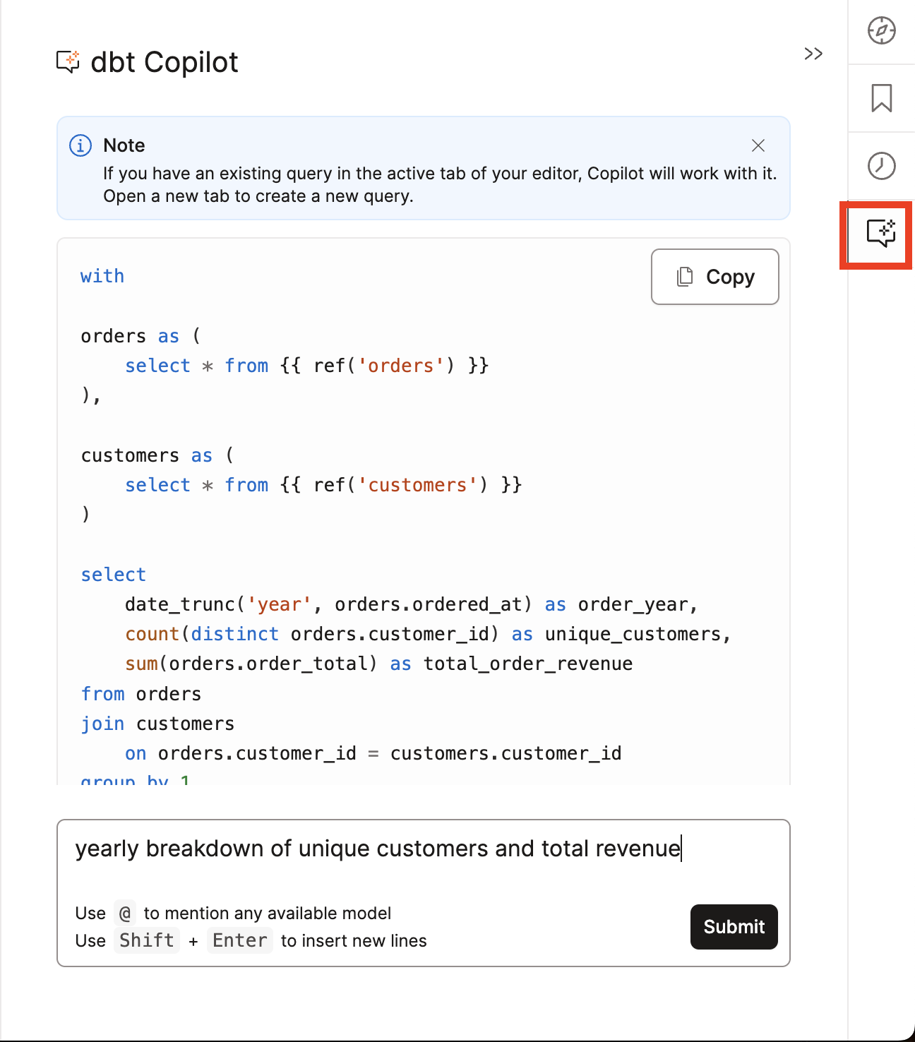 dbt Insights with dbt Copilot