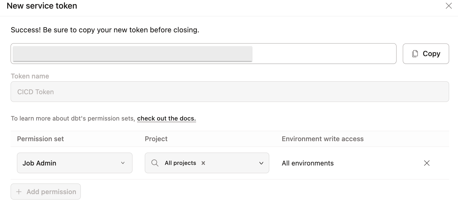 Creating a new service token